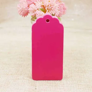 

New 500pcs 9.5*4.50cm scallop shape hot pink cardboard luggage hang tag blank jewelry /gifts/ favors /products packing label tag