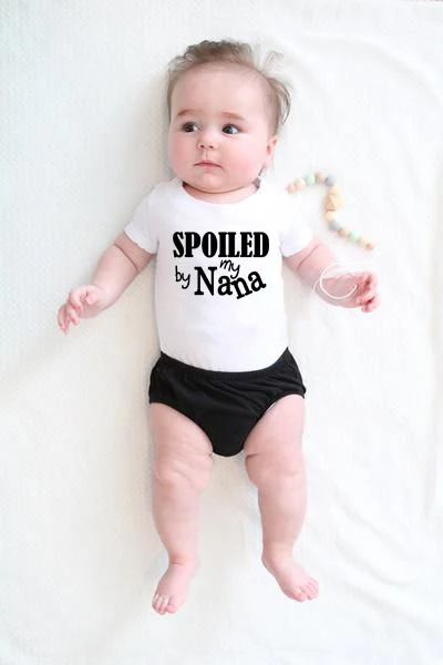 

Spoiled By My Nana Baby Girl Boy Print Jumpsuit Toddler Infant Kids Casual Bodysuit Short Sleeve Playsuit Drop Shipping