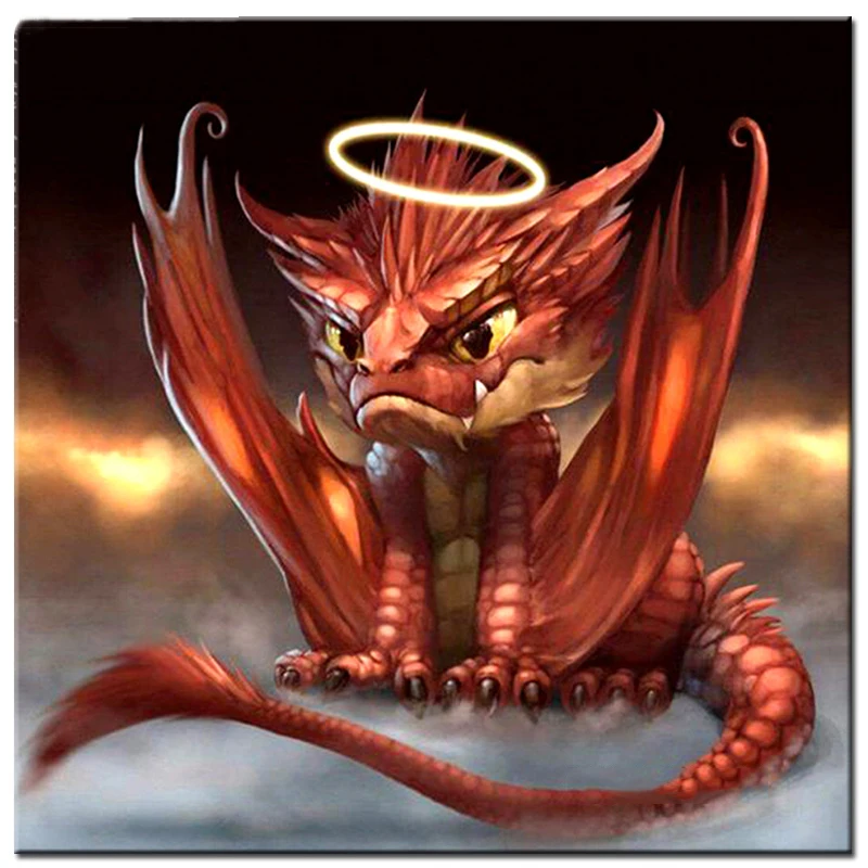 

100% Full 5D Diy Daimond Painting "Cartoon Dragon" 3D Diamond Painting Round Rhinestones Diamant Painting Embroidery Animals