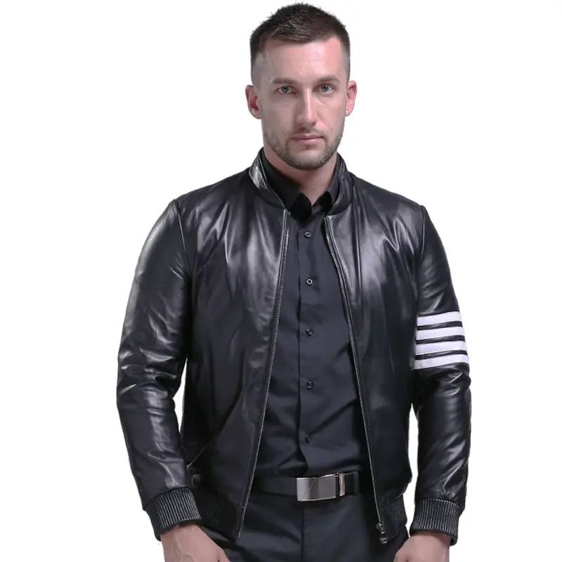 AIBIANOCEL Sheepskin Jacket Mens Genuine Leather Jackets Men Autumn ...