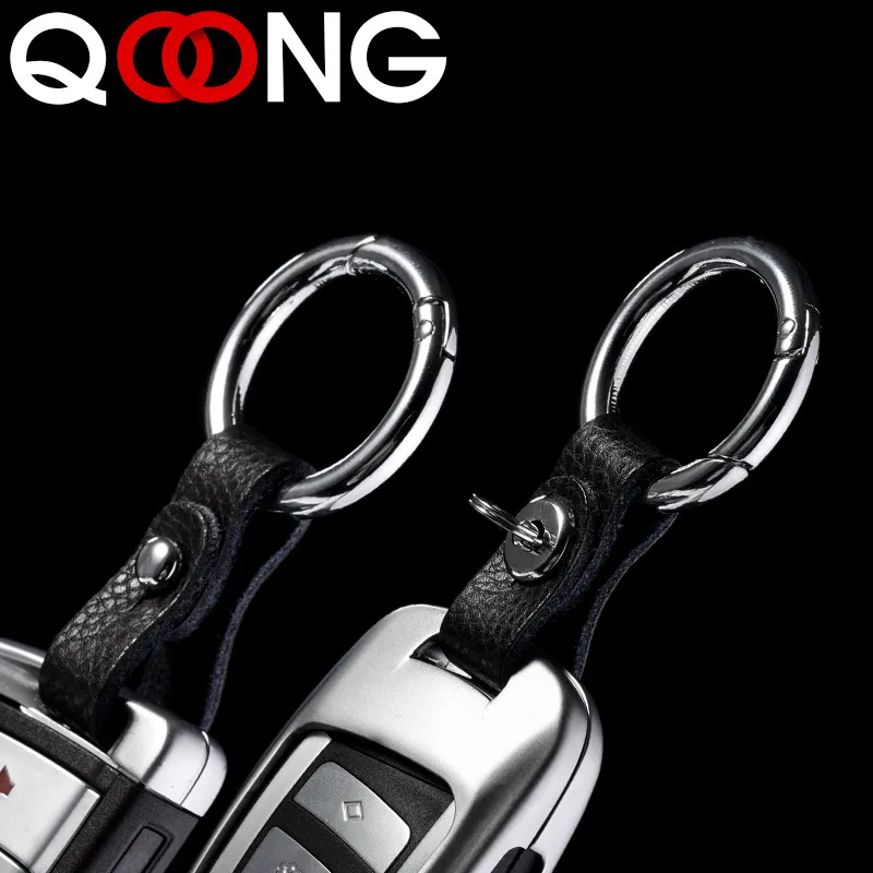 QOONG 2019 ручной работы автомобильный брелок натуральная кожа + металл для ключей