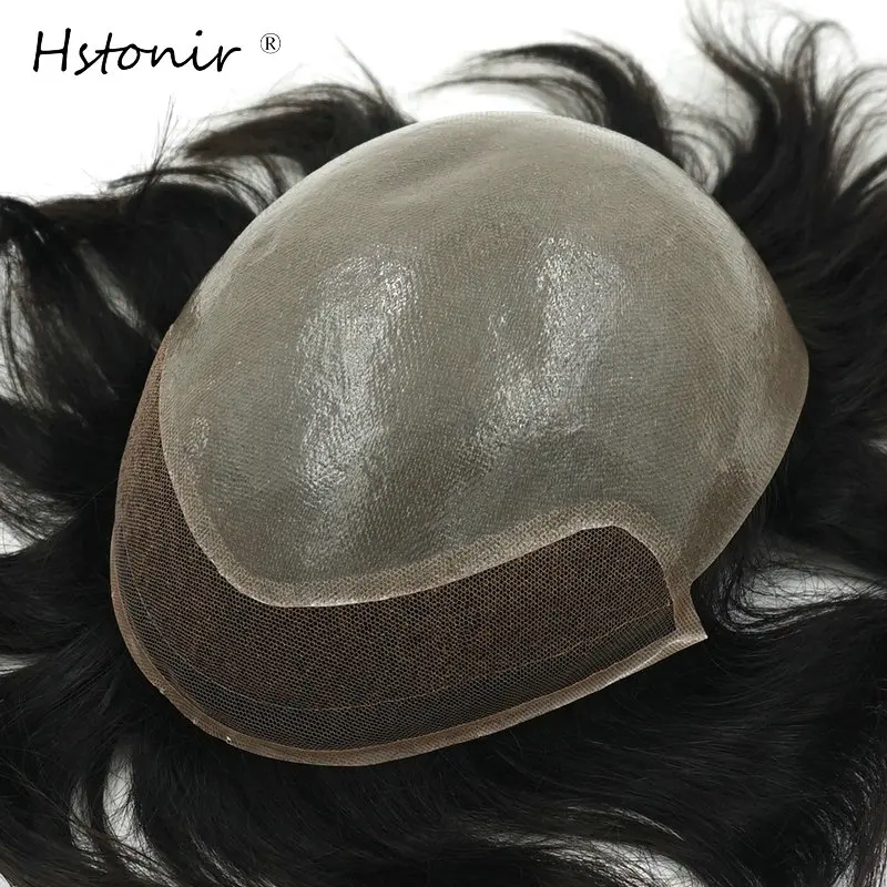 Hstonir Wig For Man Indian Remy Hair Mens Wig Human Hair Indian Wigs Swiss Lace In Front H091in