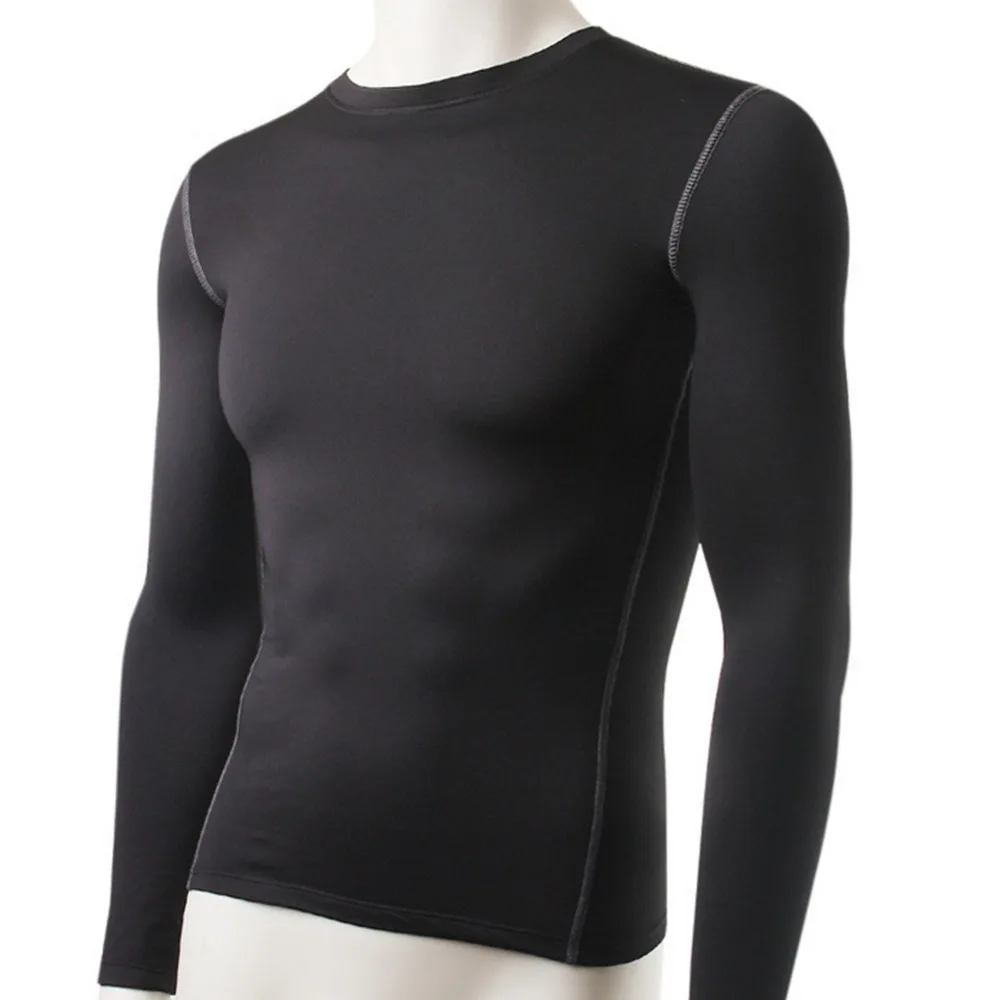 Men Compression Tights Base Layer Shirt Bodybuilding Fitness Long Sleeves Tops