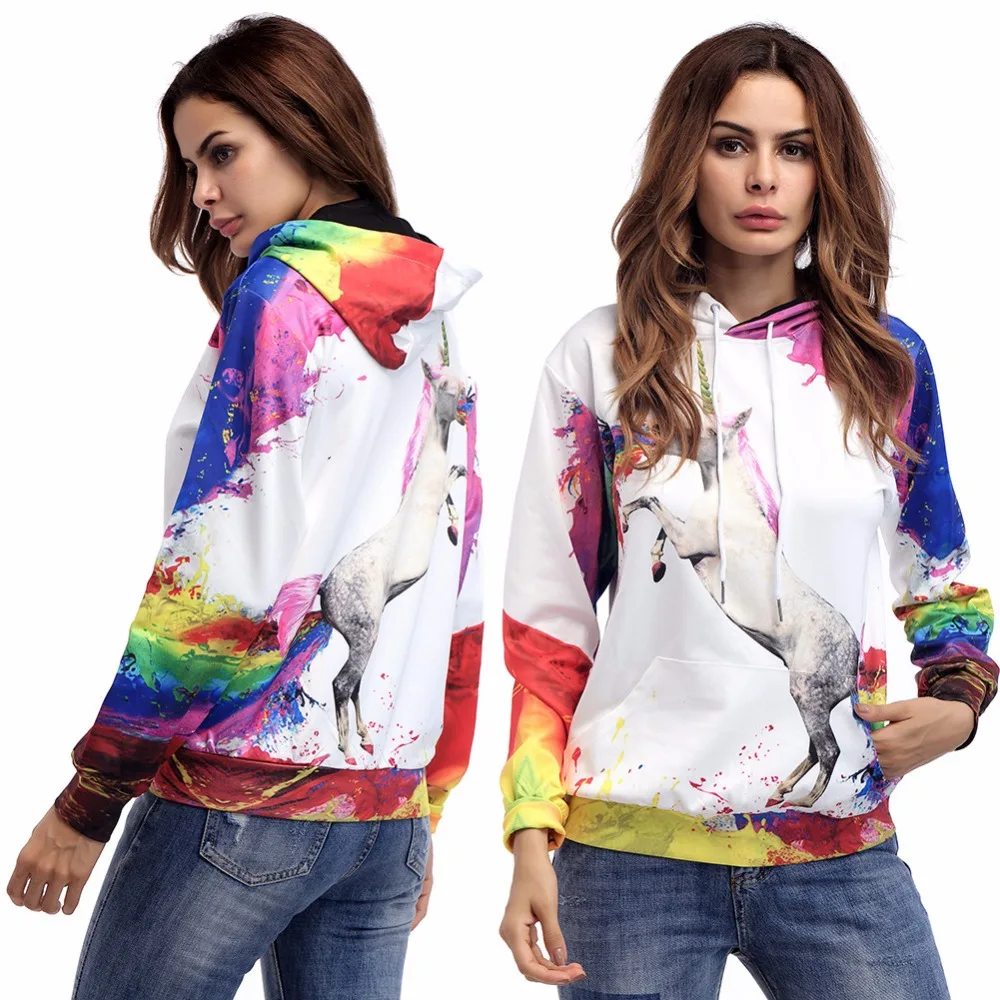 

Plus Size Unicorn Hoodie Loose Sweatshirt Women Unicornio Sudadera Mujer Oversized Felpe Donna 3D Printed Casual Dames Kleding