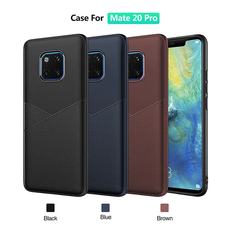 Для Huawei Mate 20 Pro Чехол Мягкий ТПУ задняя крышка бизнес стиль полный корпус Защита