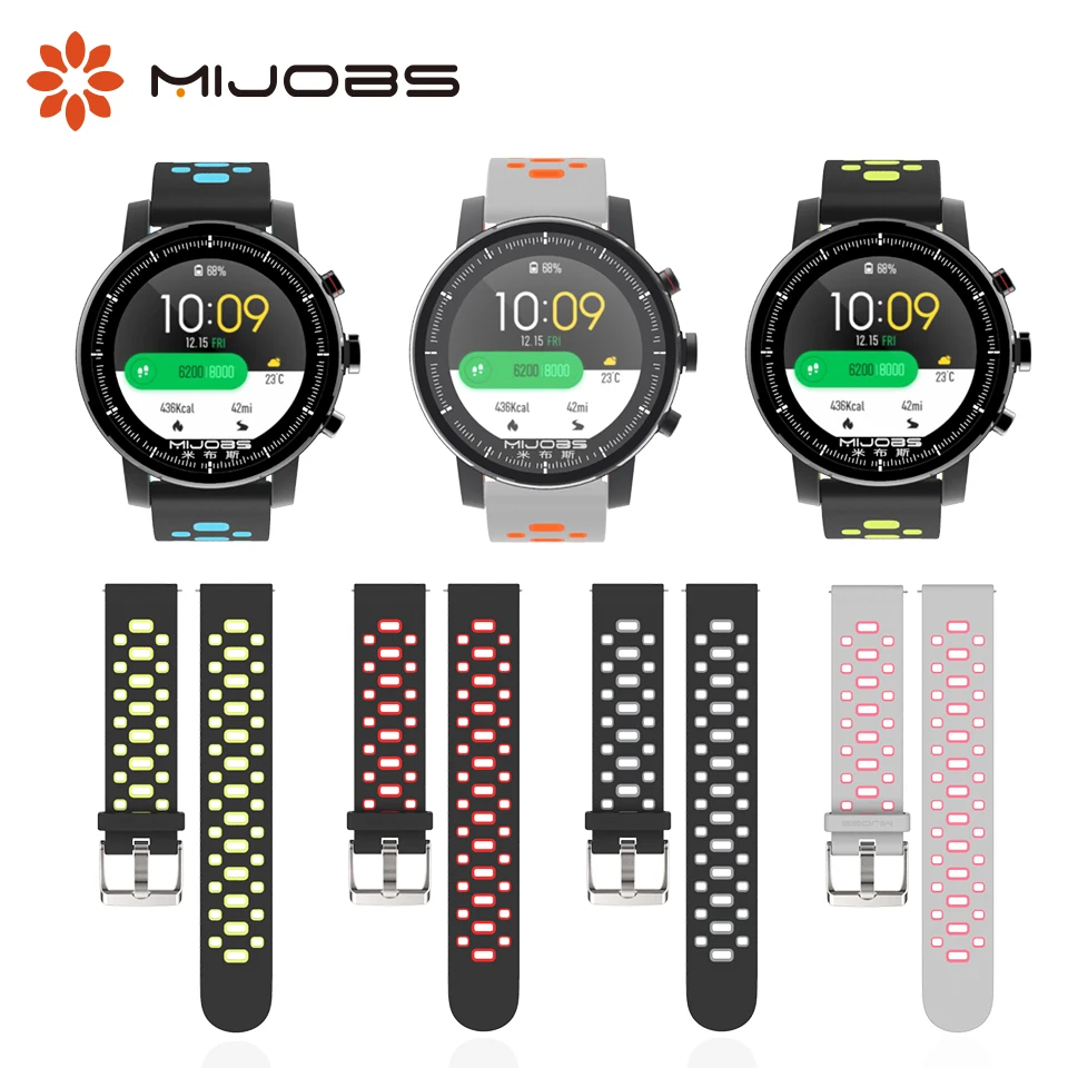 

Mijobs 22mm Silicone Wrist Strap Bracelet for Xiaomi Huami Amazfit Bip PACE BIT Stratos 2 Sport Watch Band Wristband Accessories