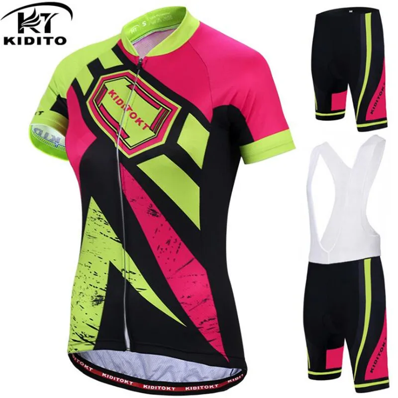 

KIDITOKT Bicycle Jersey Clothes Women Breathable Downhill Short Sleeve Bike Clothing maillot Ropa Ciclismo Cycling jersey Sets