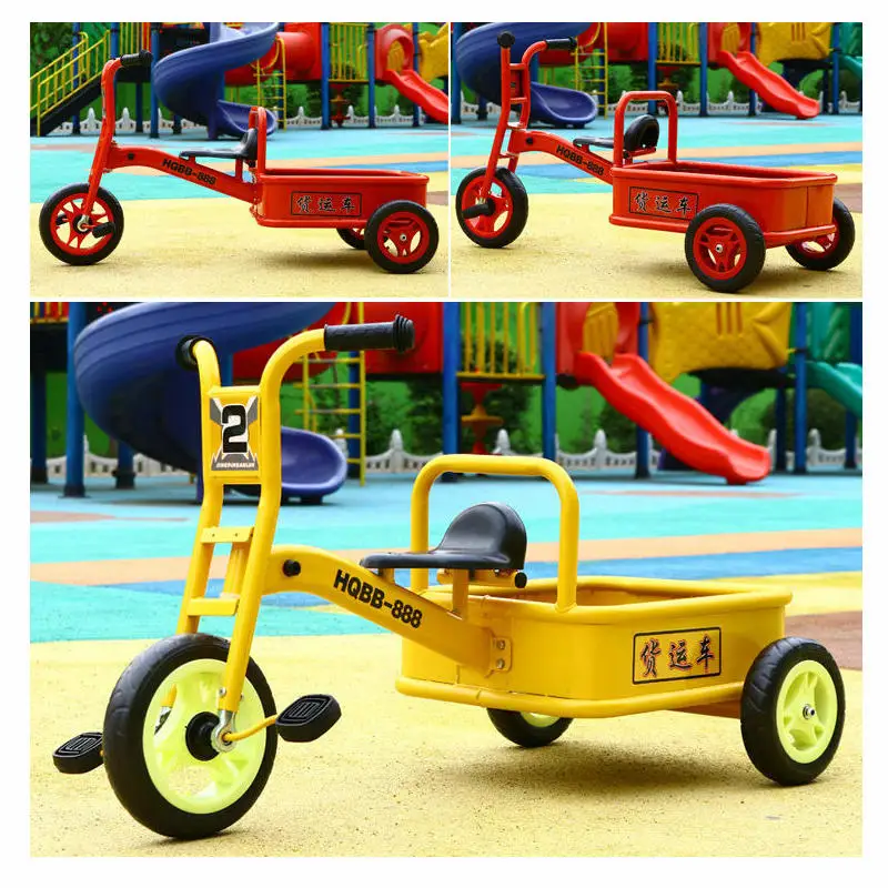 Карбоновая стальная рама детский трехколесный велосипед с ПВХ колесом, Открытый велосипед для близнецов, двойной трайк игрушечный автомобиль с задней большой корзиной