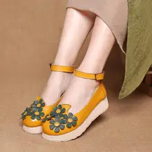 Rushiman женская обувь Обувь из натуральной кожи на плоской подошве новые модные Повседневное на плоской платформе один Обувь Женские туфли-лодочки