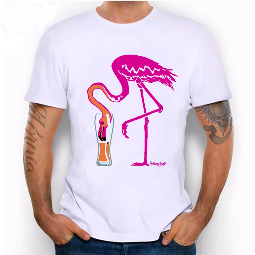 

2017 Man's New Brand Fashion Clothing Simple Style Flamingo Printed T shirt Hillbilly New Arrival Cool Comfortable Fabric Tops
