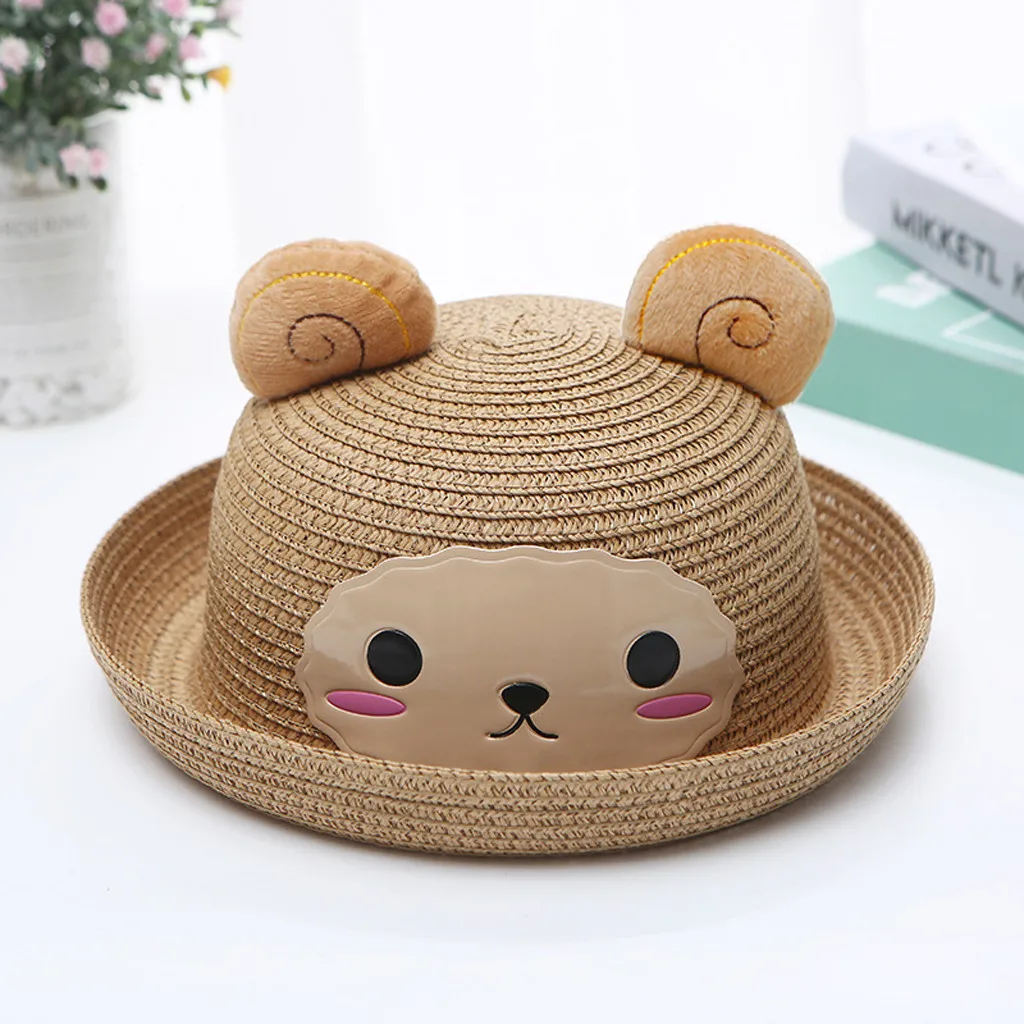 

Newborn Photography Props Baby Cap Kids Hat Cap Children Breathable Cartoon Hat Ears Straw Sun Protection Hats Czapki Dla Dzieci