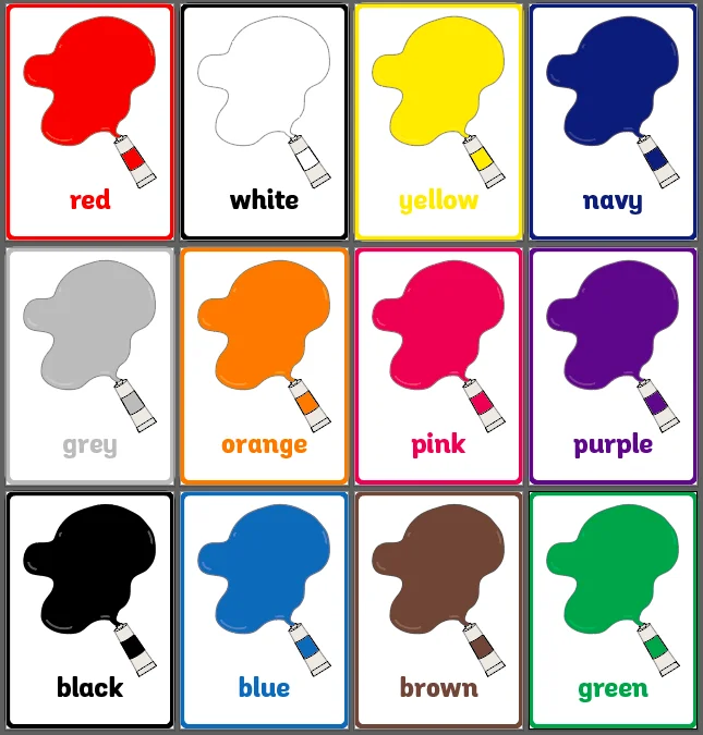 12pcs Set English Color Flash Cards A4 Plastic Kindergarten