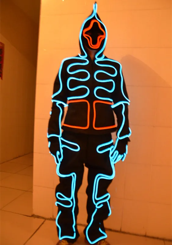EL costume светодиодные костюмы светящиеся с капюшоном мужская одежда холодная