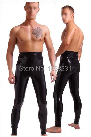 Высокая талия латексные брюки Узкие эластичные леггинсы для Для мужчин пикантные латексные брюки