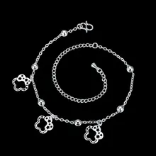 2016 Hot Fashion Silver Color Beach Anklet Flower-shaped round beads Ankle Bracelet Foot Jewelry for Women Anklets Bracelet Gift