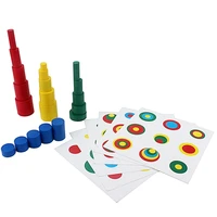 Montessori Sensory Toys Colors Shapes 20Pcs Wood Cylinder Blocks with 6Pcs Stand Card Colorful Compare the Size/Color Small Size 1