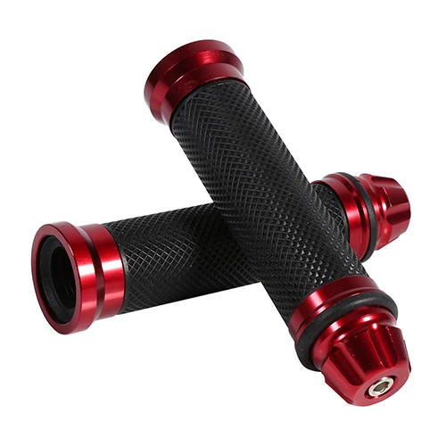 Red Рукоятки для мотоциклов CNC алюминиевый резиновый левый и правый руль рукоятки универсальные для 7/8 - Цвет: Red