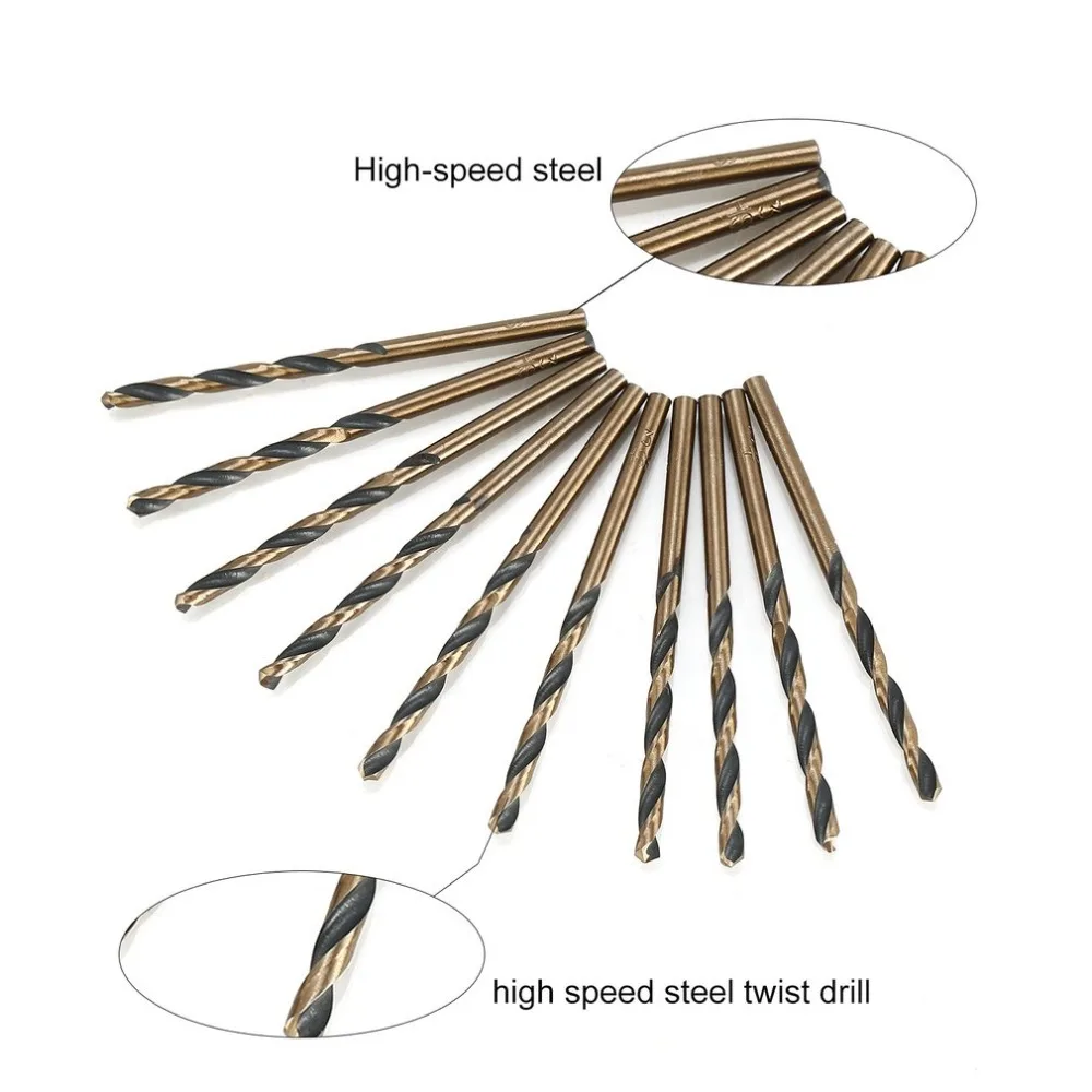 10 шт 3,0 мм-4,5 мм черно-золотые высокоскоростные стальные сверла набор электроинструментов для использования на стали дерево пластик