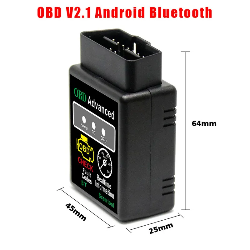 Hiyork Супер Мини Авто ELM327 HH для Android Bluetooth OBD 2 OBD II протокол диагностический сканер elm 327 Автомобильный сканер кода - Цвет: Черный