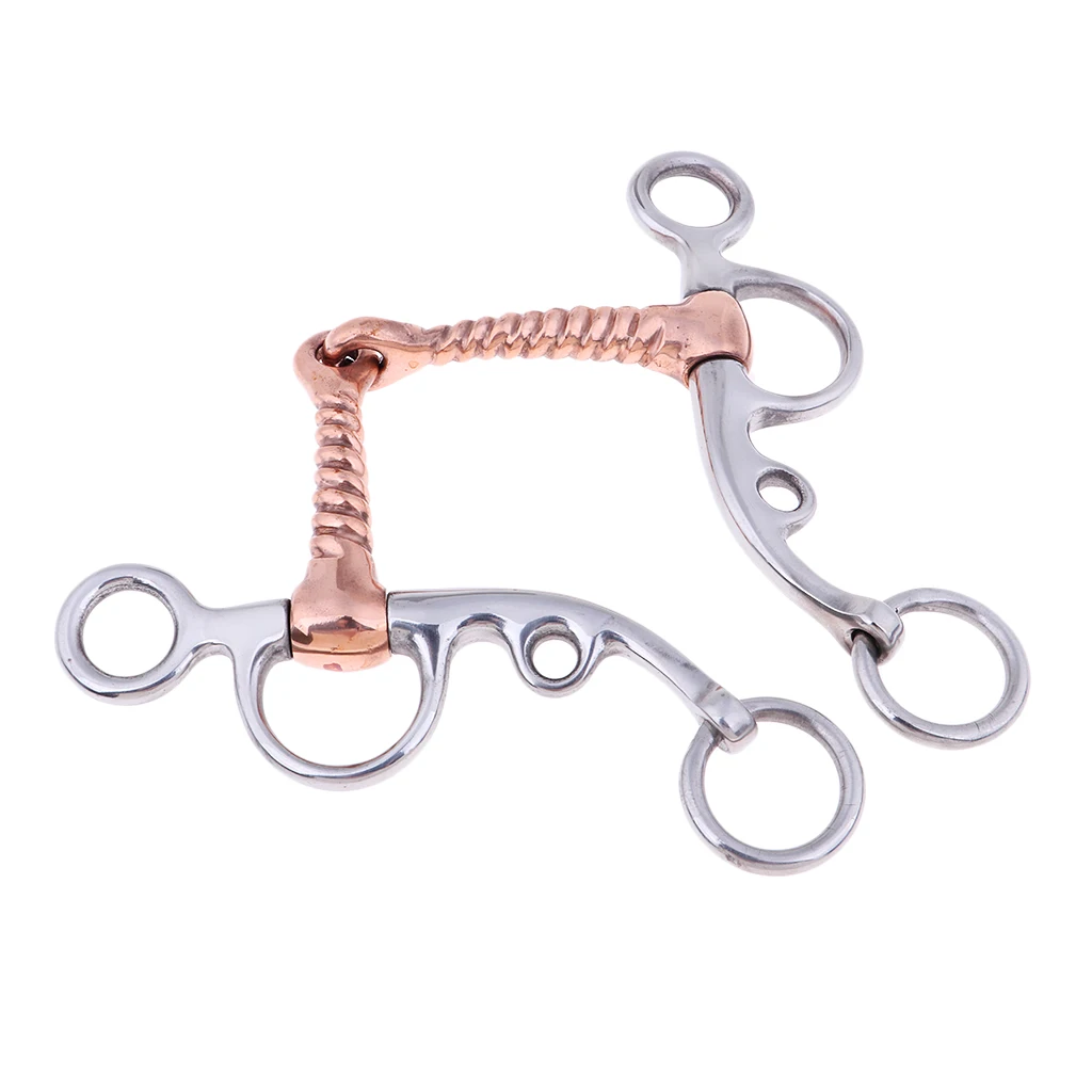 Stainless Steel Horse Snaffle Bit Tack with Copper Screw Joint Mouth Equestrian Equipment Supplies