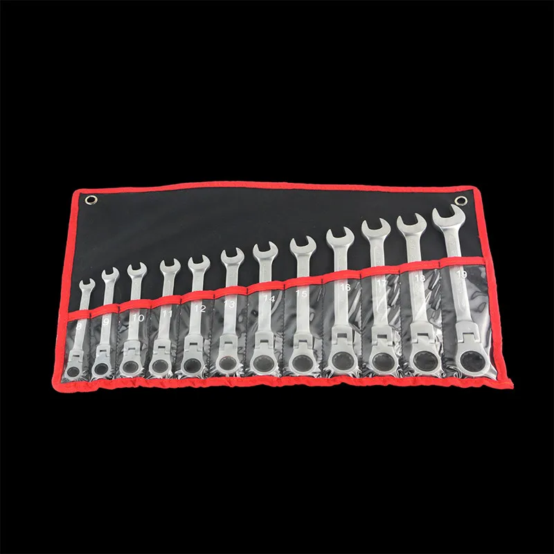 

12 Pcs/Set 8-19MM Reversible Ratchet Wrench Set Tools For Car Gear Spanners Universal Wrench Tools Flexible Key Wrench Torque