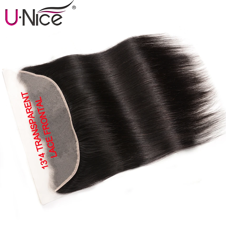 Straight Transparent Lace Frontal Closure 13X4 Free Part 10-18 Inch Pre Plucked Unice Brazilian Straight Human Hair Remy Hair