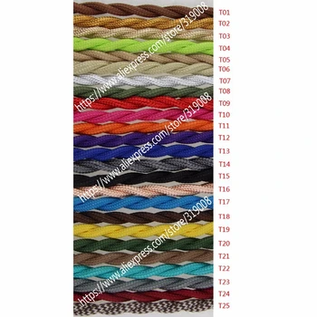 

50 meters/lot 2x 0.75mm2 Colored Twisted Wire Fabric Twisted Cable Textile Braided Electrical Wire