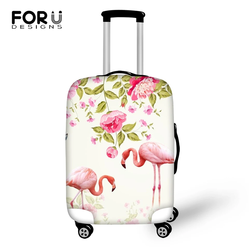 FORUDESIGNS Cartoon Luggage Cover Flamingos Leather Prints Pattern Travel Accessories Only Cover Fashion Design Suitcase Cover