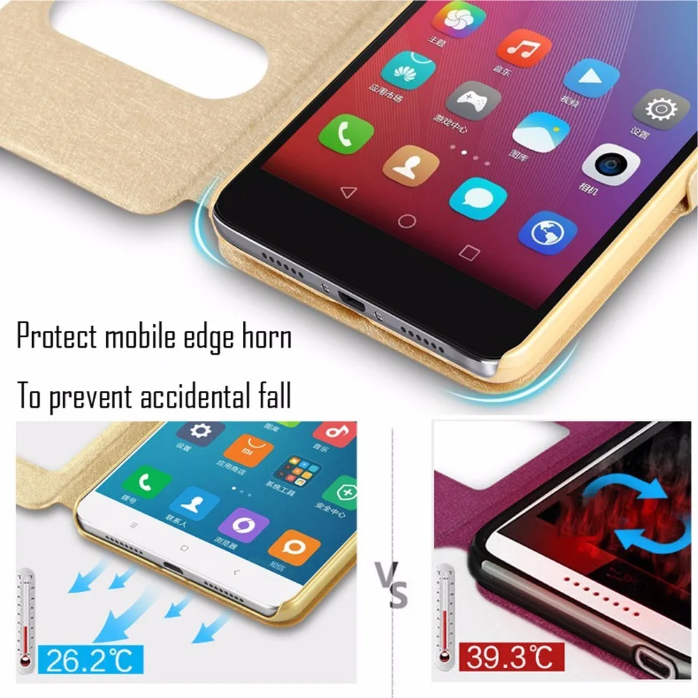 Для Huawei P20 P10 Lite Plus Pro PC + кожаный флип чехол с окошком для P 10 20 Smart P8 P9 mini 2017