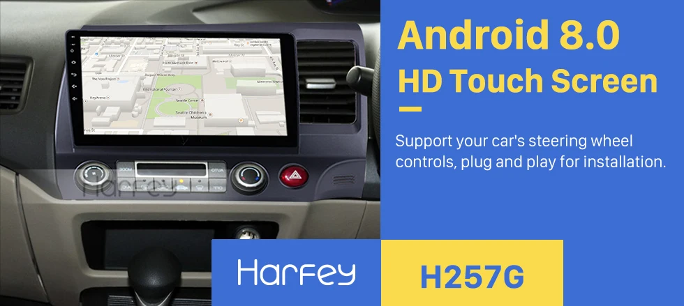 Flash Deal Harfey  8-core RAM 4G ROM 32G Android 8.0 Car multimedia player for 2006 2007 2008 2009 2010  2011 Honda CIVIC with Bluetooth 0