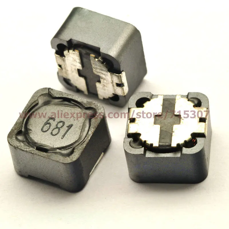 PHISCALE 30 шт smd Экранированный индуктор мощности 680UH 681 12*12*7|inductor 680uh|power inductorshielded power