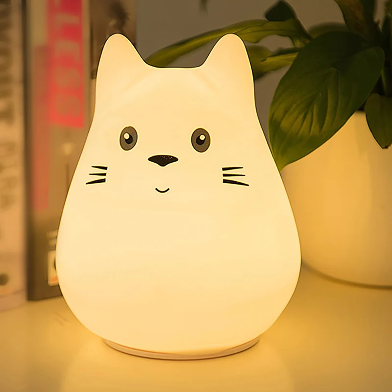 

Silicon Cute Cat LED Night Light Tap Sensor Control USB Rechargeable Lighting Good Decor Lamp for Baby Bedroom