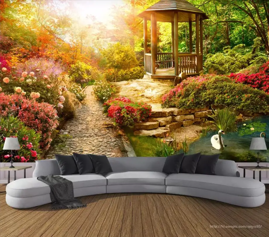 Customize2019wallmuralsSunnygardenlandscapewallpapersforlivingroom3dBackground3d