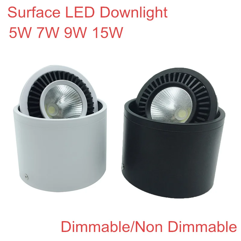 COB LED Recessed Downlights Dimmable 5W 7W 9W 15W Surface Mounted Ceiling Lamps Spot Light 360 Degree Rotation Downlight | Лампы и
