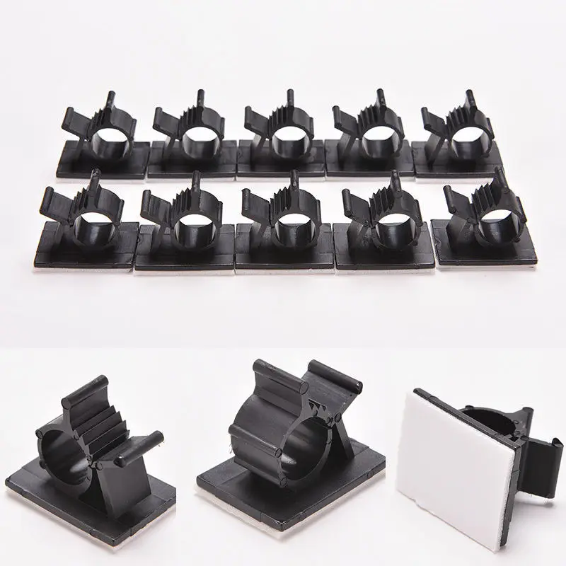 

10pcs Cable Clips Adhesive Cord Management Wire Fixing Clamp Clip Desk Wire Clip Holder USB Cord Clip Organizer Clamp Fasteners