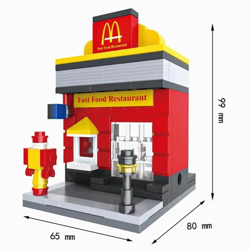 Мини-уличный сцены 3D Архитектура модель розничный магазин миниатюрный строительный блок игрушки для детей hsanhe популярный Ресторан - Цвет: 6404 without box