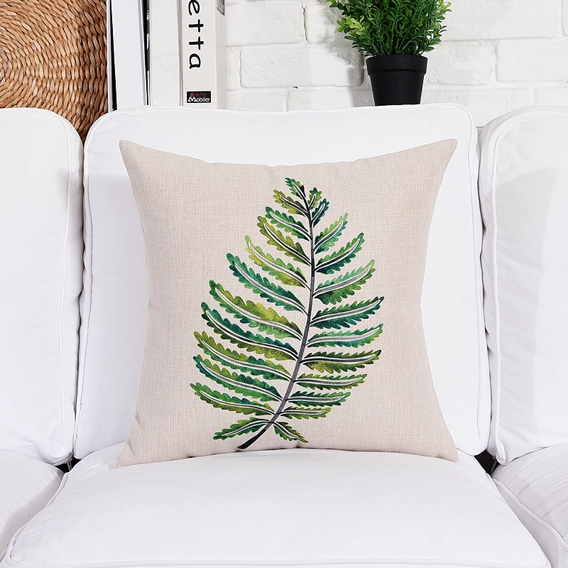 Square Tropical Plant Cotton Linen Cushion Cover Sofa Decorative Throw Pillow Car Chair Home Decor Pillow Case almofadas (6)