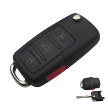 Okeytech 4 3 + 1 botões de pânico chave do carro remoto flip chave caso escudo apto para volkswagen vw jetta touareg golf passat b5 dobrável lâmina