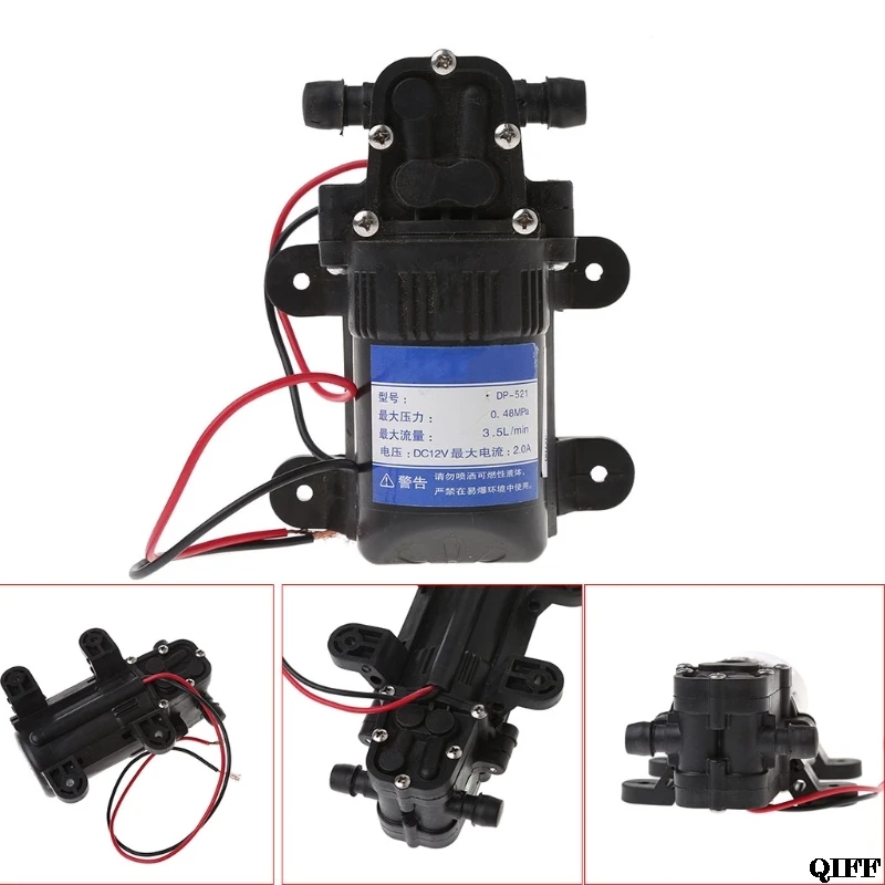 

DC 12V 3.5L/Min 0.48MPa 70 PSI Diaphragm High Pressure Self Priming Water Pump Mar28