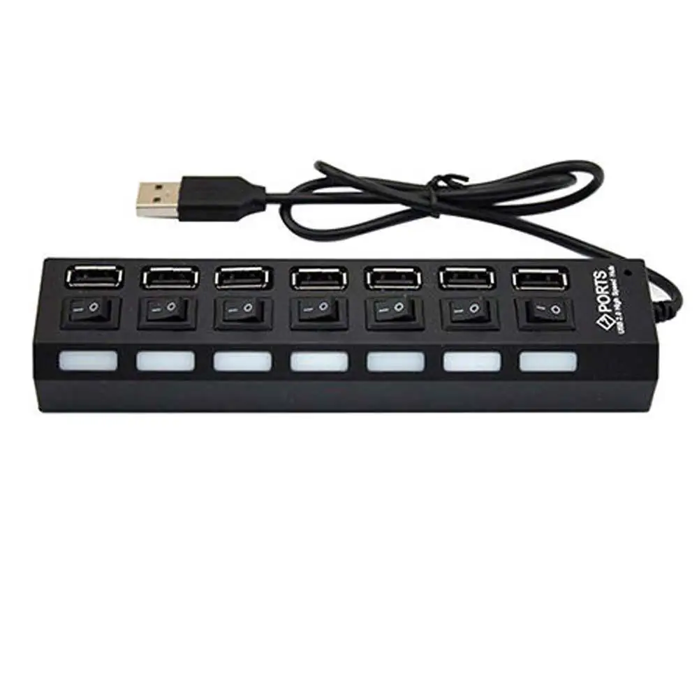 

1 PC USB Hub High Speed 7 Ports USB 2.0 Hub Splitter With On/Off Switch USB Splitter Adapter Cable For PC Laptop Drop Shipping