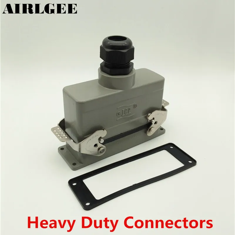 

Vertical PG21 Entry Hood 24 Pin Rectangle Heavy Duty Connector Aviation Connector 16A 500V Free shipping