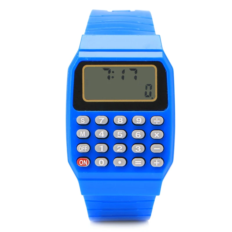 Модная одежда для детей, детская силиконовая Дата многоцелевой электронный калькулятор наручные часы - Цвет: Синий