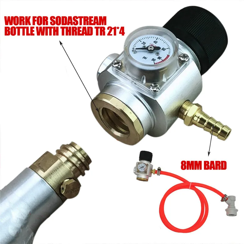 

New CO2 Gas Regulator CO2 Gas Regulator Gas Line Corny Cornelius Keg Charger Ball Lock For Sodastream Bottle with Thread T 21x 4