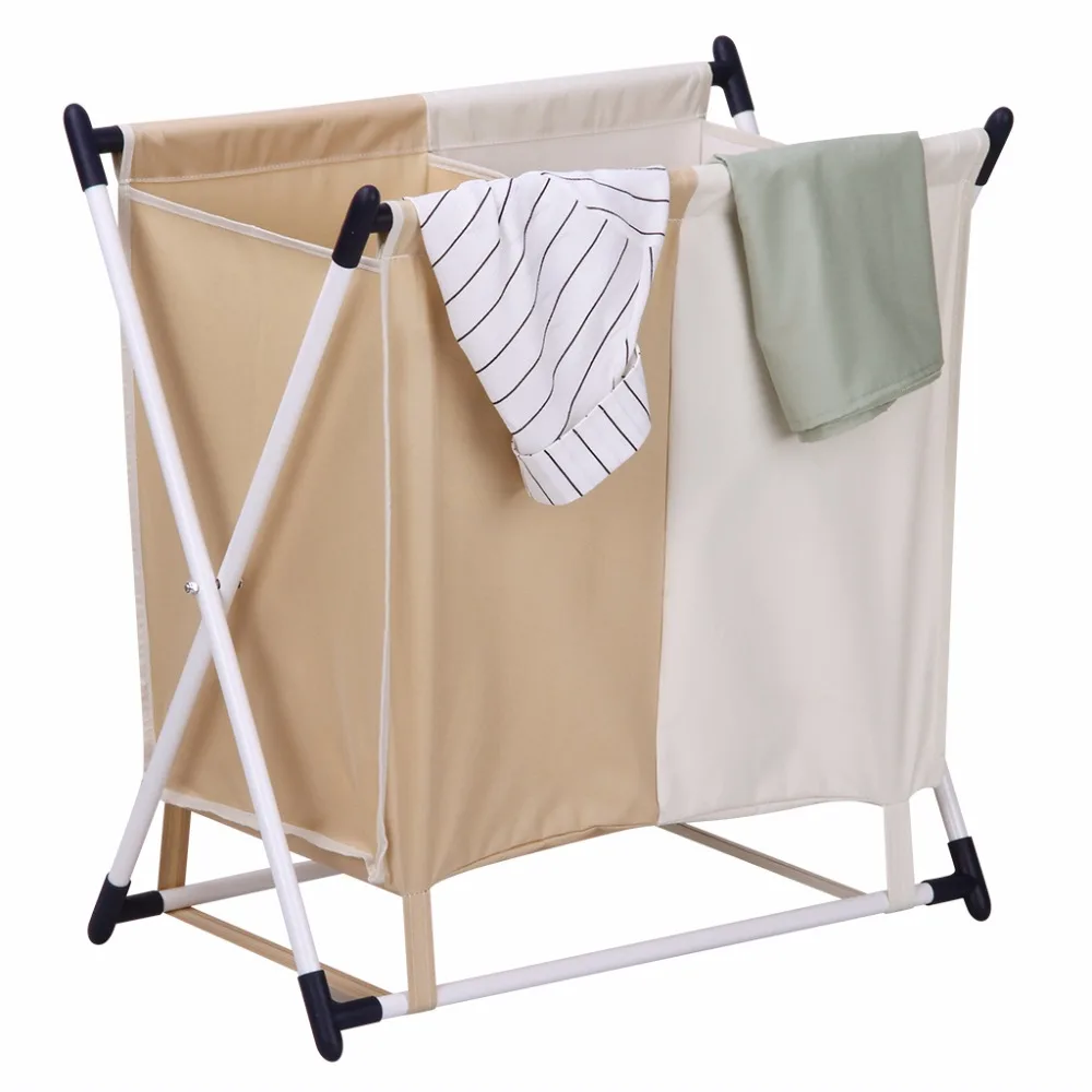 Finether Folding Laudry Hamper X Frame Laundry Sorter Stand 2 Finether Folding Laudry Hamper X Frame Laundry Sorter Stand 2 Compartment Detachable Bag For Clothes Storage Organization In Baskets From
