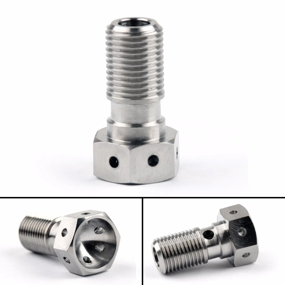 Motorcycle M10x 1.0/1.25mm Pitch Titanium Ti Banjo Bolt for