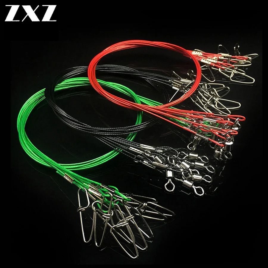 

100PCS Fishing Steel Trace Wire Leader 50CM 150Lb Line with Spinner Snap Swivels Accessory Olta Lead Core Leash Leadcore Rolling