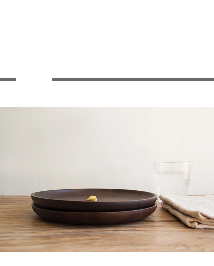 Китайский стиль черный орех деревянная пластина посуда для фруктов лоток тарелки под ореховое дерево кухонные инструменты Темный Орех Твердая деревянная чаша деревянная посуда