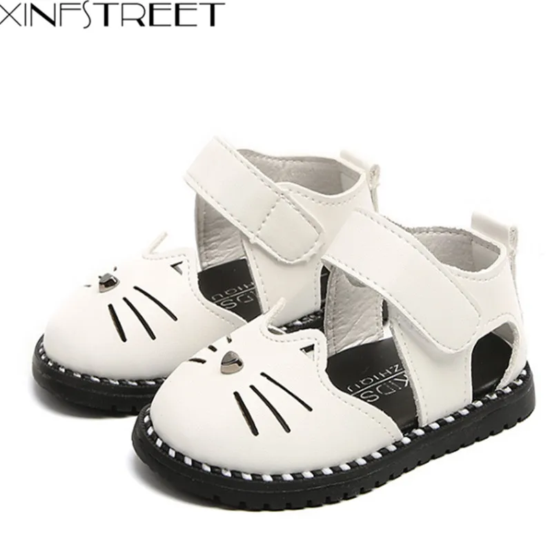 Xinfstreet Toddler Girls Shoes Leather Soft Cute Cat Baby Kids Shoes ...