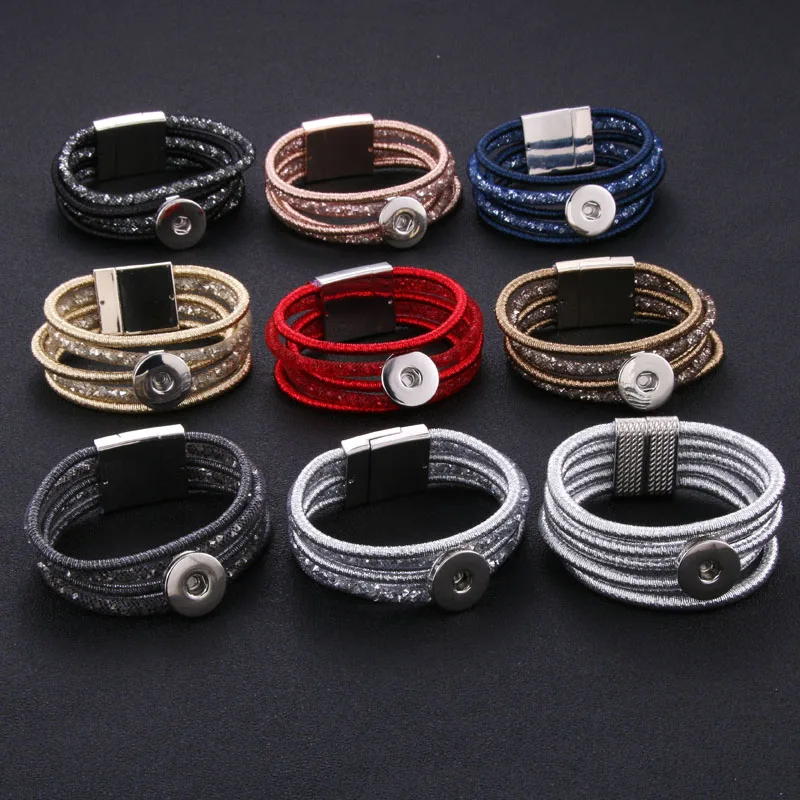 

2019 New Gold Silver Snap Bracelet for Women Fit DIY 18mm Snap Jewelry Magnet Crystal Snap Button Bracelet Buttons Snaps Jewelry