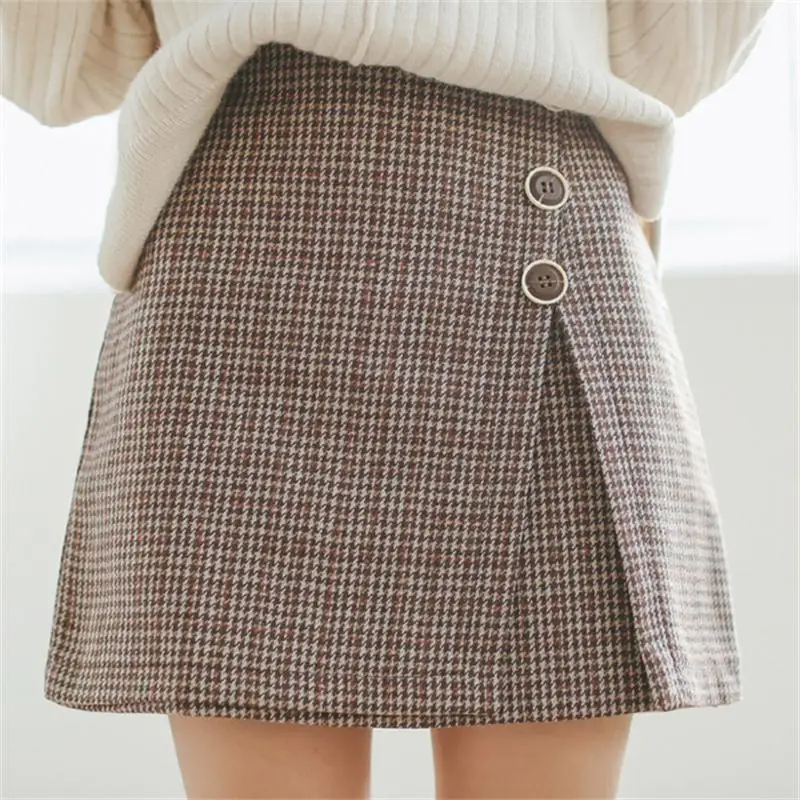 

Casual Women's Skirts Japanese Harajuku Ulzzang Checkered Irregular Side Slit Skirt Female Korean Kawaii Cute Clothing For Women